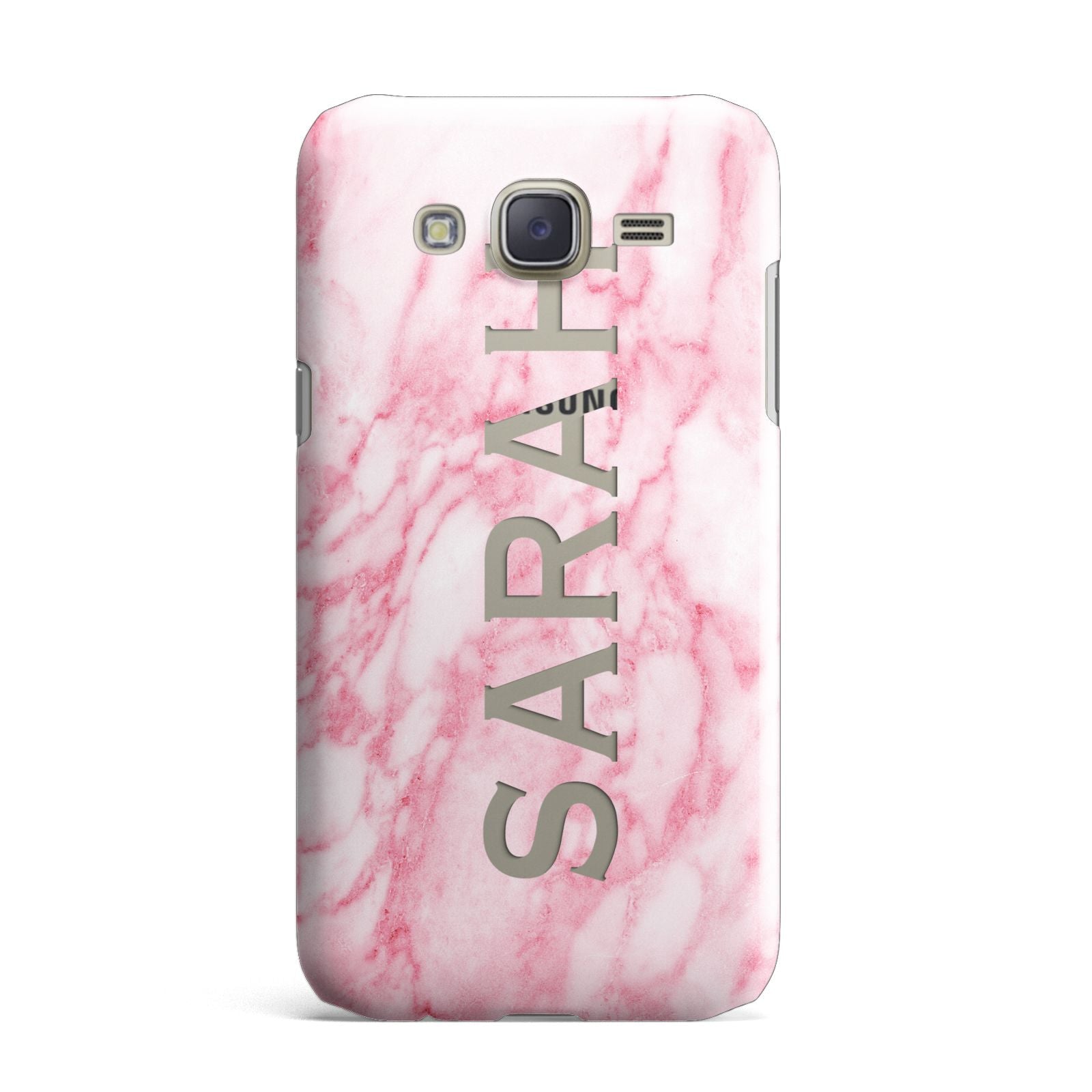 Personalised Clear Name Cutout Pink Marble Custom Samsung Galaxy J7 Case