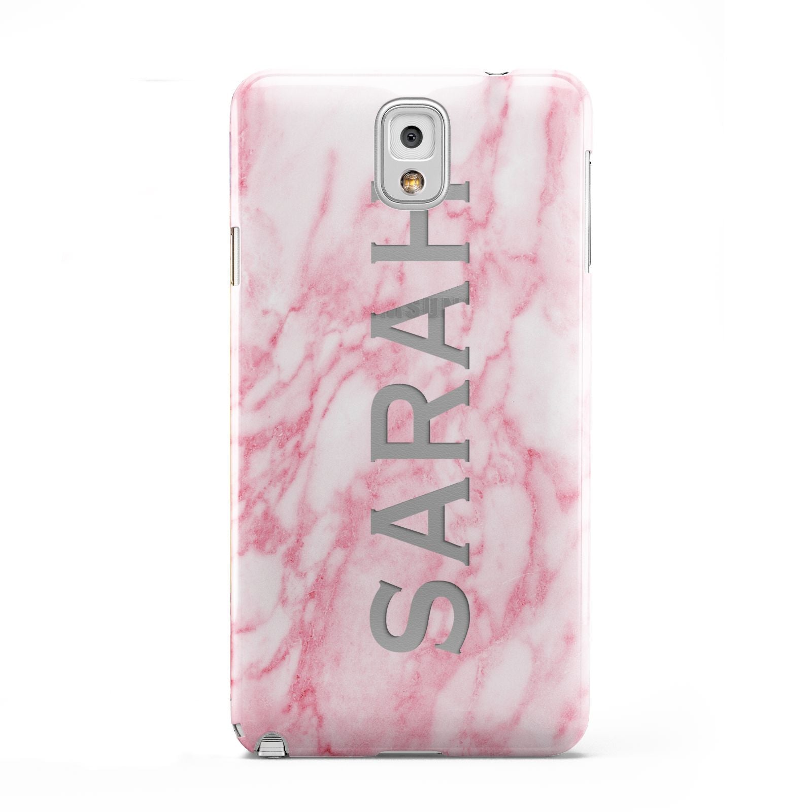 Personalised Clear Name Cutout Pink Marble Custom Samsung Galaxy Note 3 Case