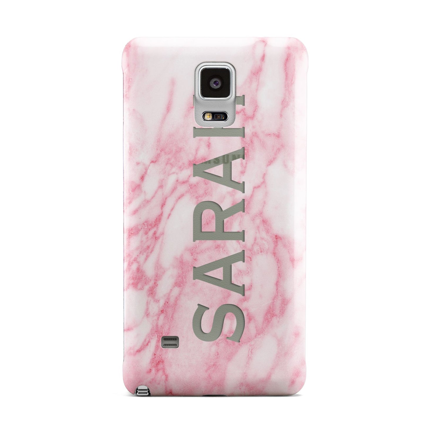 Personalised Clear Name Cutout Pink Marble Custom Samsung Galaxy Note 4 Case