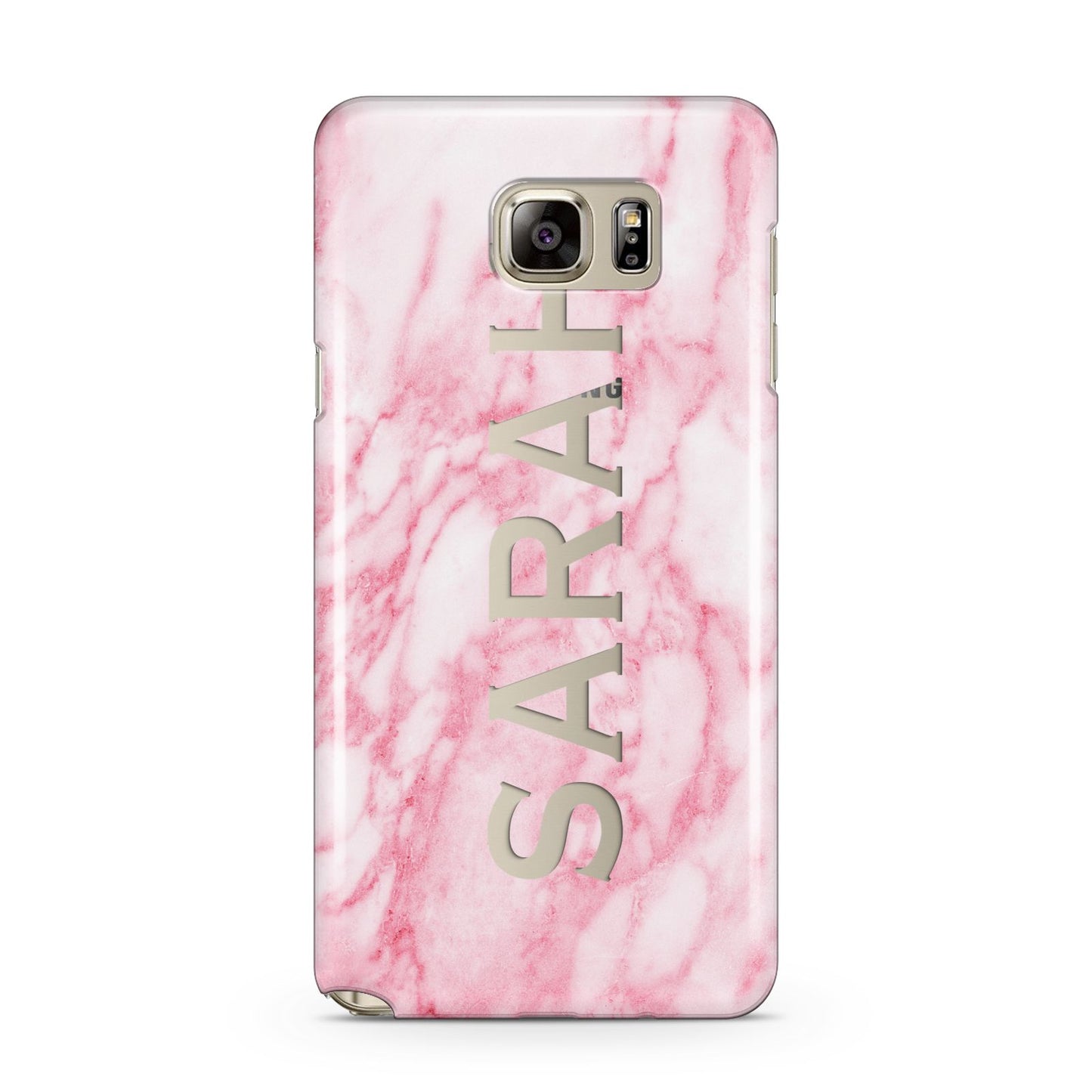 Personalised Clear Name Cutout Pink Marble Custom Samsung Galaxy Note 5 Case