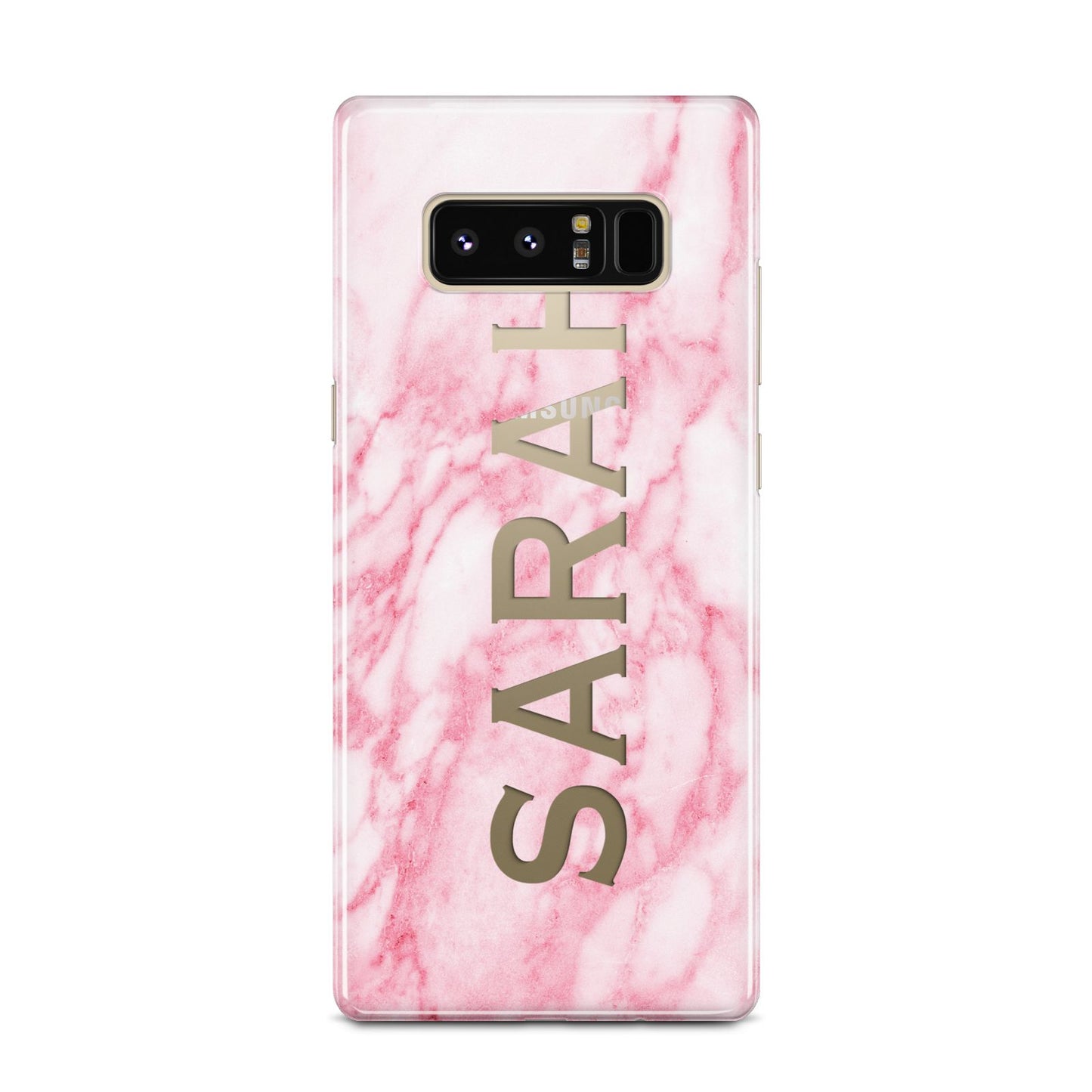 Personalised Clear Name Cutout Pink Marble Custom Samsung Galaxy Note 8 Case