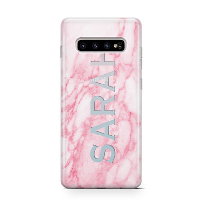 Personalised Clear Name Cutout Pink Marble Custom Samsung Galaxy S10 Case