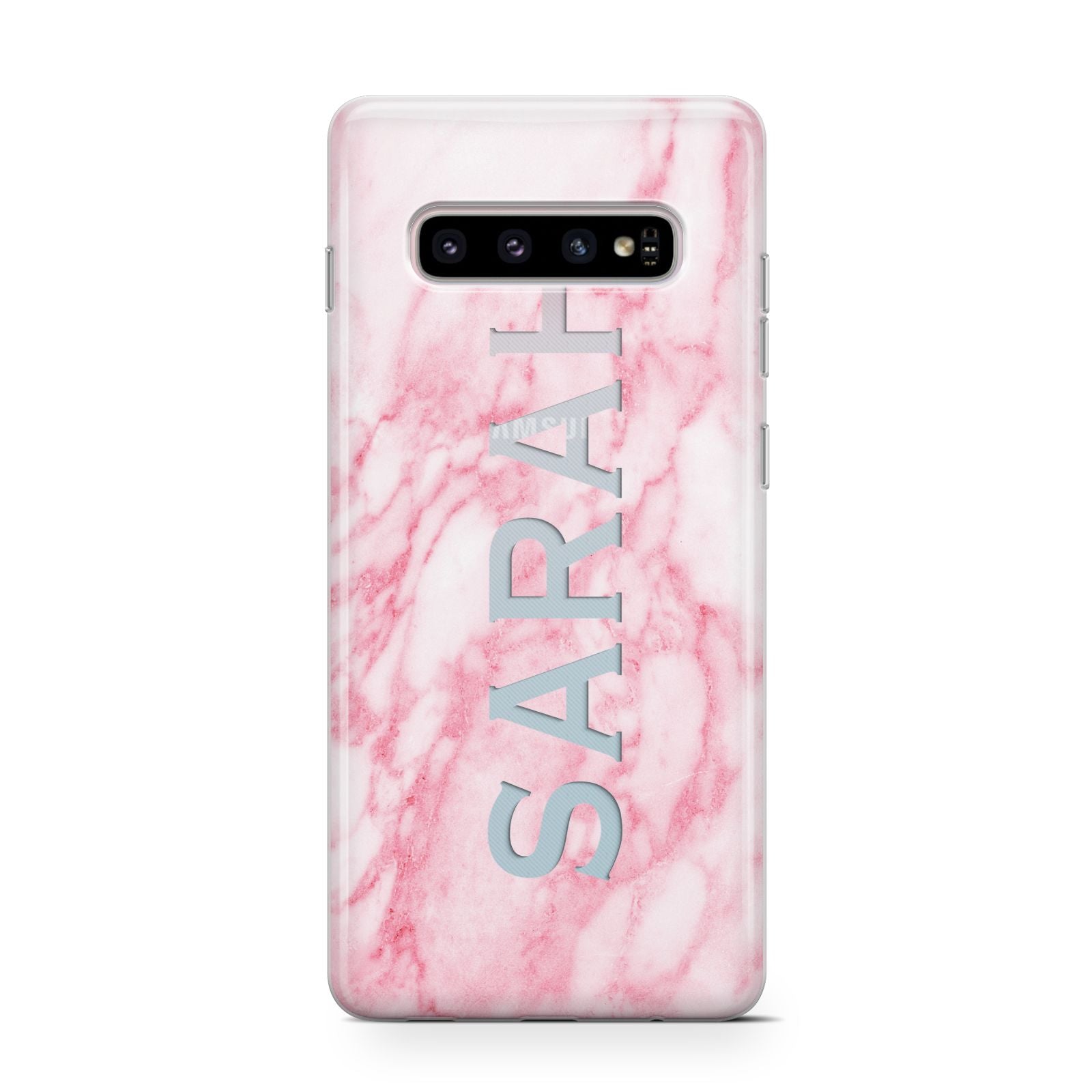 Personalised Clear Name Cutout Pink Marble Custom Samsung Galaxy S10 Case