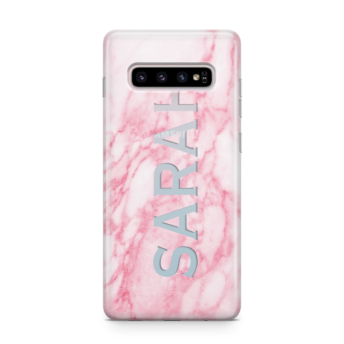 Personalised Clear Name Cutout Pink Marble Custom Samsung Galaxy S10 Plus Case