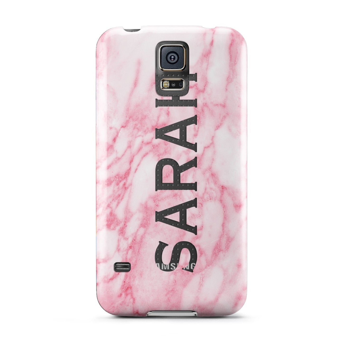 Personalised Clear Name Cutout Pink Marble Custom Samsung Galaxy S5 Case