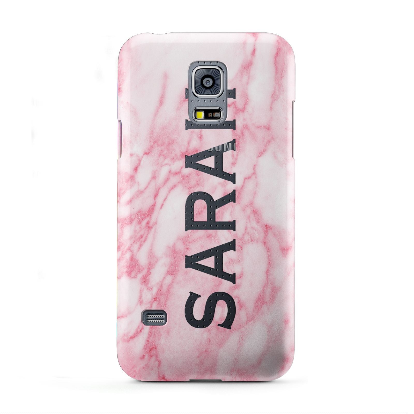 Personalised Clear Name Cutout Pink Marble Custom Samsung Galaxy S5 Mini Case