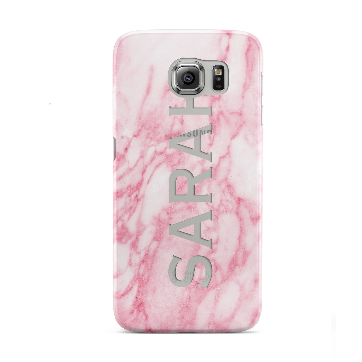 Personalised Clear Name Cutout Pink Marble Custom Samsung Galaxy S6 Case