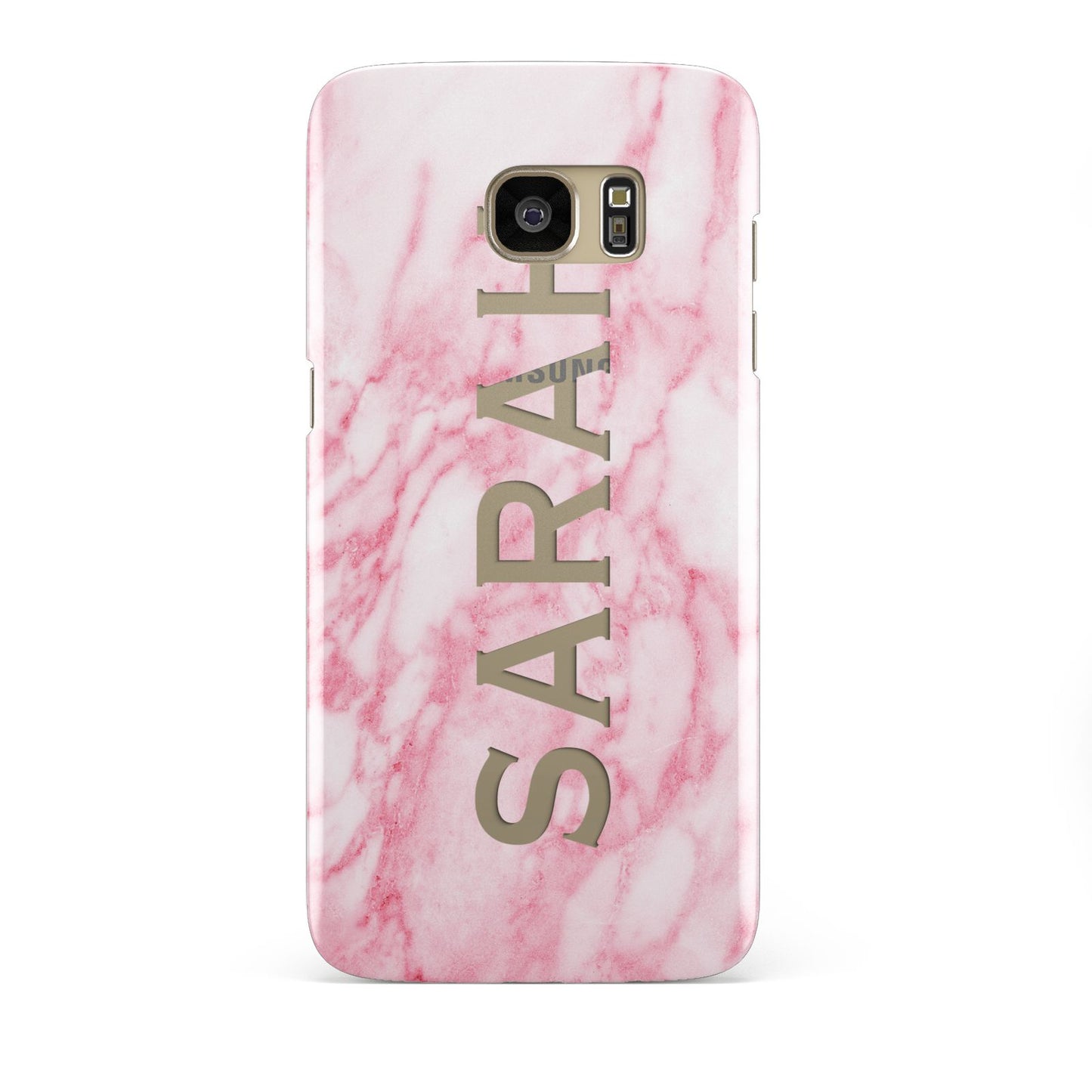 Personalised Clear Name Cutout Pink Marble Custom Samsung Galaxy S7 Edge Case