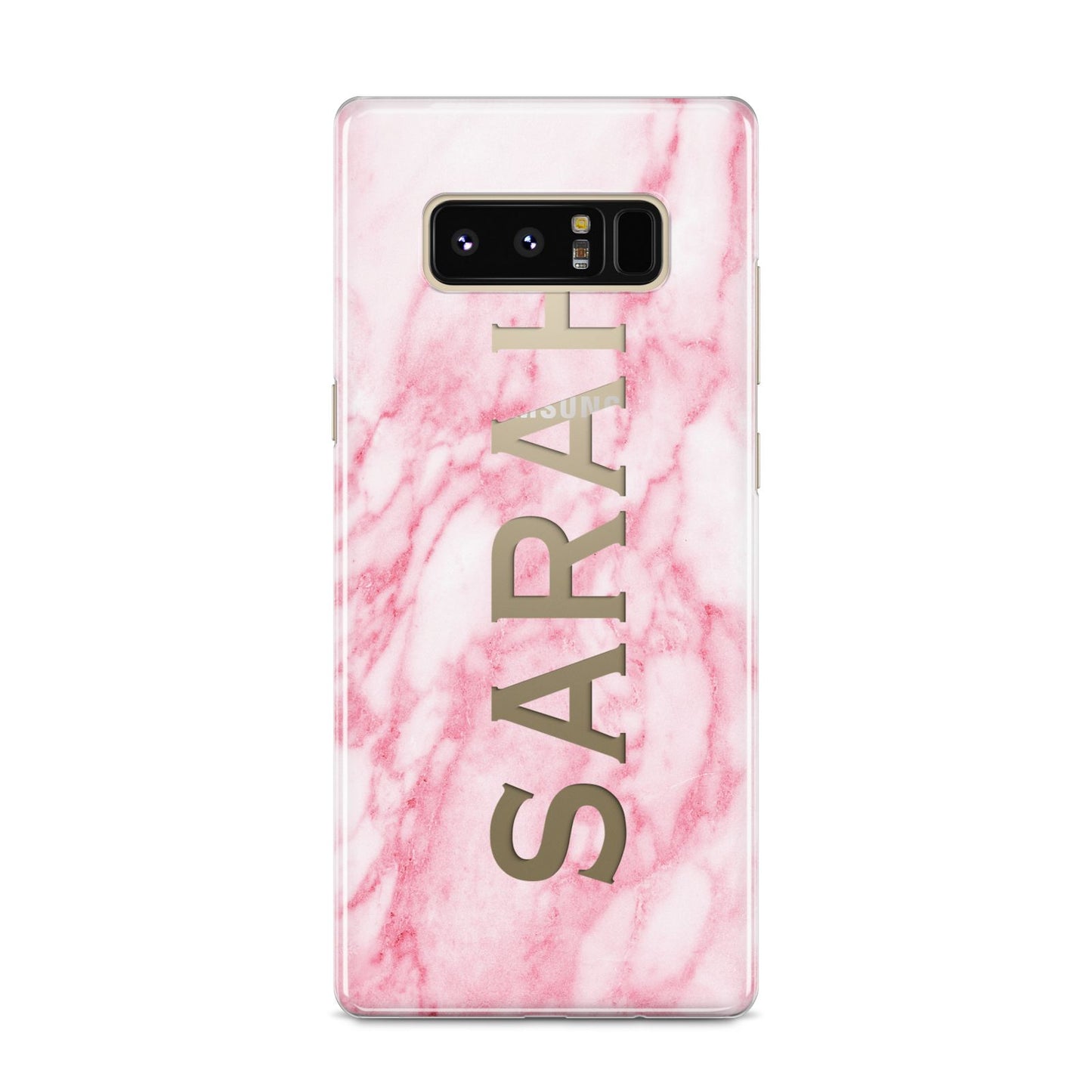 Personalised Clear Name Cutout Pink Marble Custom Samsung Galaxy S8 Case