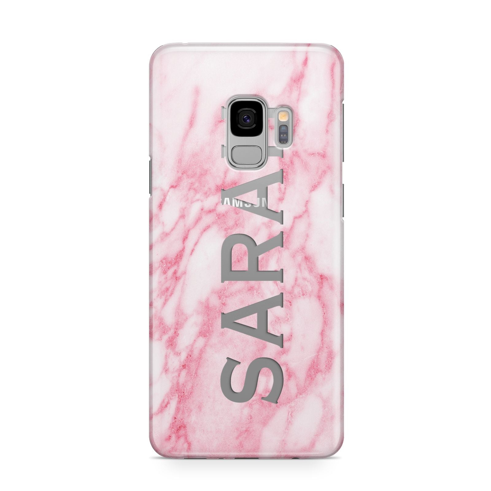 Personalised Clear Name Cutout Pink Marble Custom Samsung Galaxy S9 Case