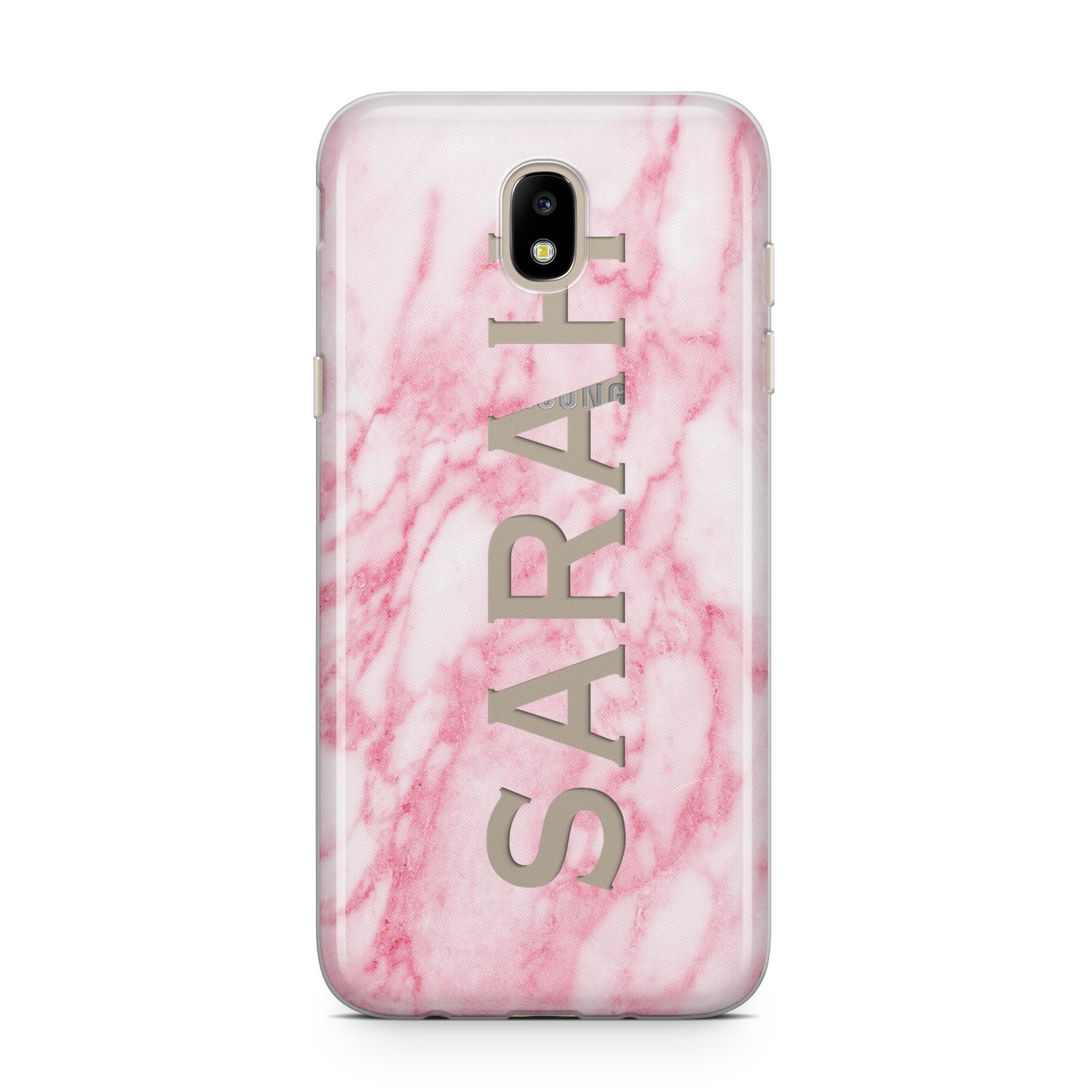 Personalised Clear Name Cutout Pink Marble Custom Samsung J5 2017 Case