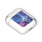Personalised Clear Name Cutout Space Nebula Custom AirPods Case Laid Flat