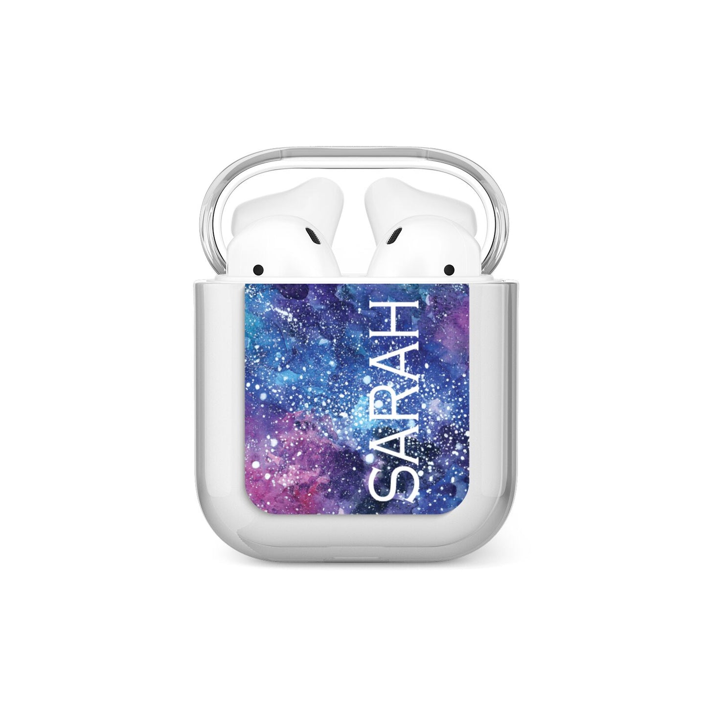 Personalised Clear Name Cutout Space Nebula Custom AirPods Case