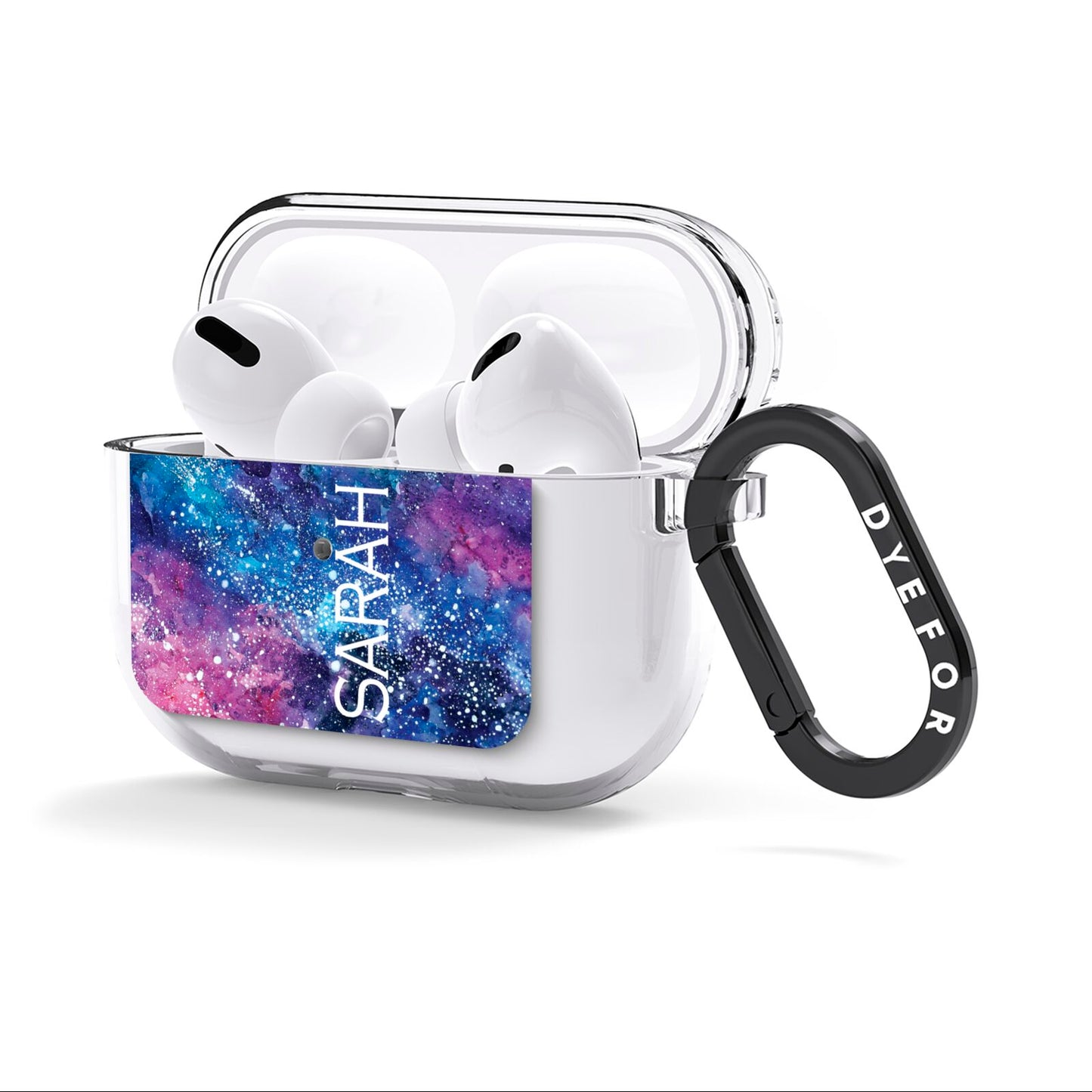 Personalised Clear Name Cutout Space Nebula Custom AirPods Clear Case 3rd Gen Side Image