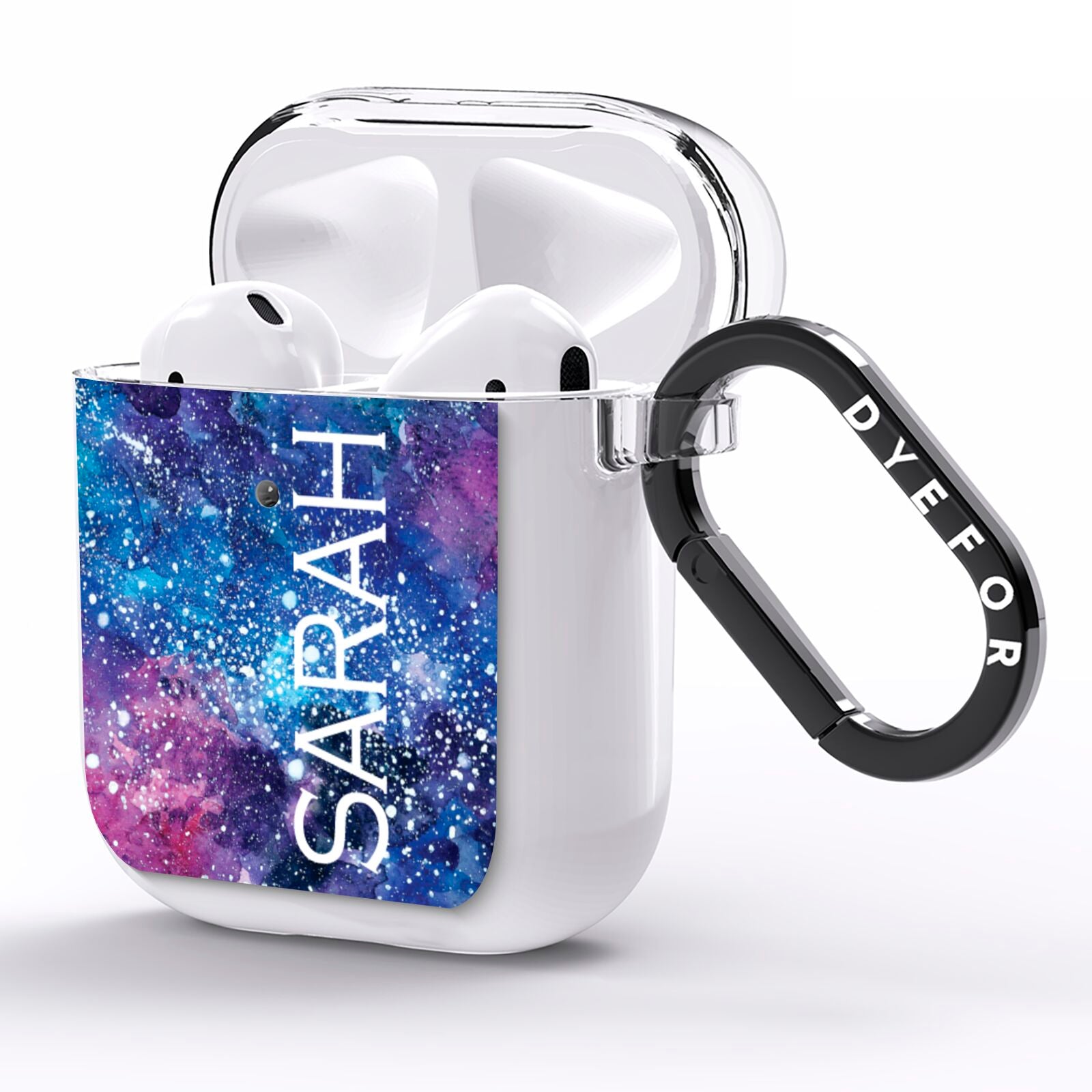 Personalised Clear Name Cutout Space Nebula Custom AirPods Clear Case Side Image