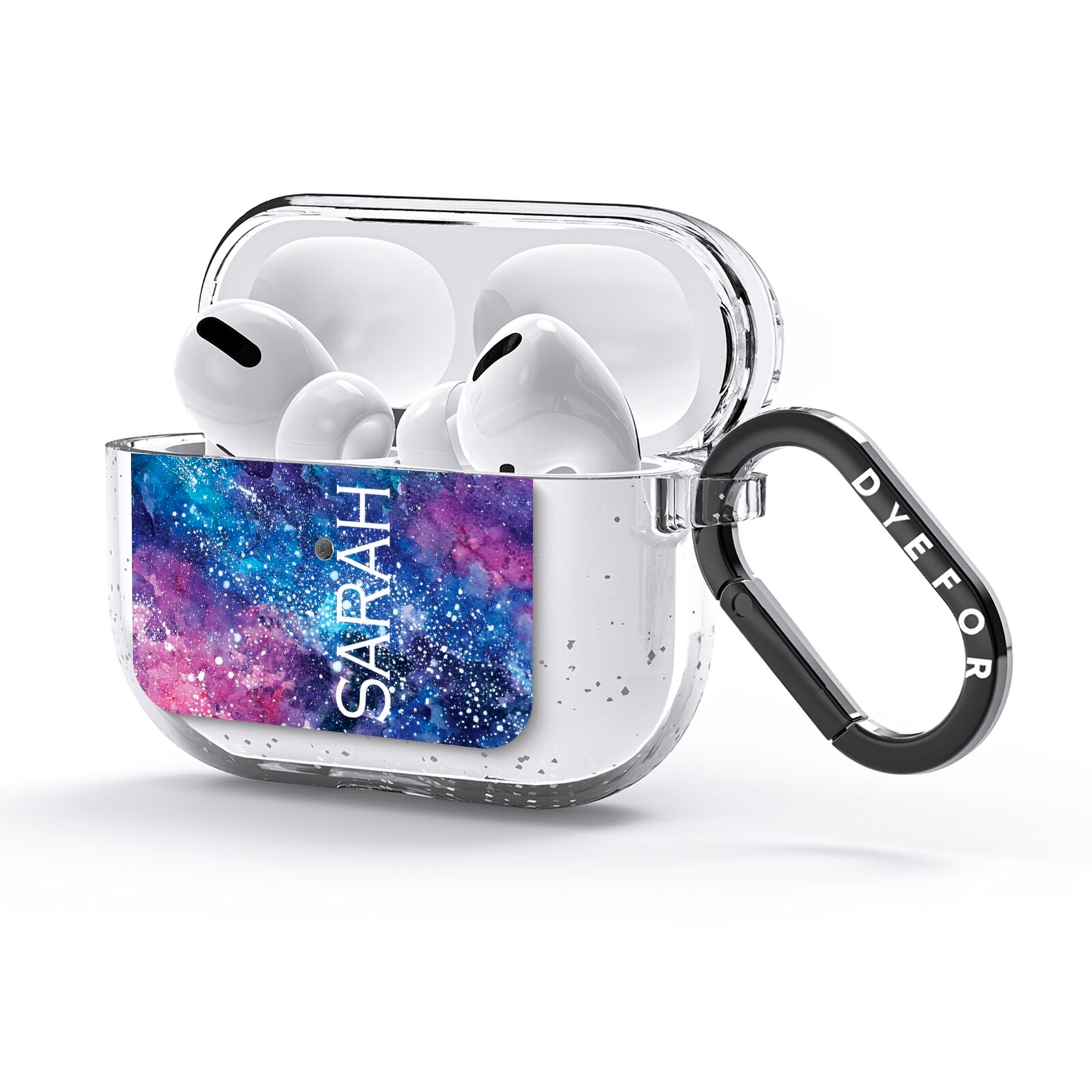 Personalised Clear Name Cutout Space Nebula Custom AirPods Glitter Case 3rd Gen Side Image