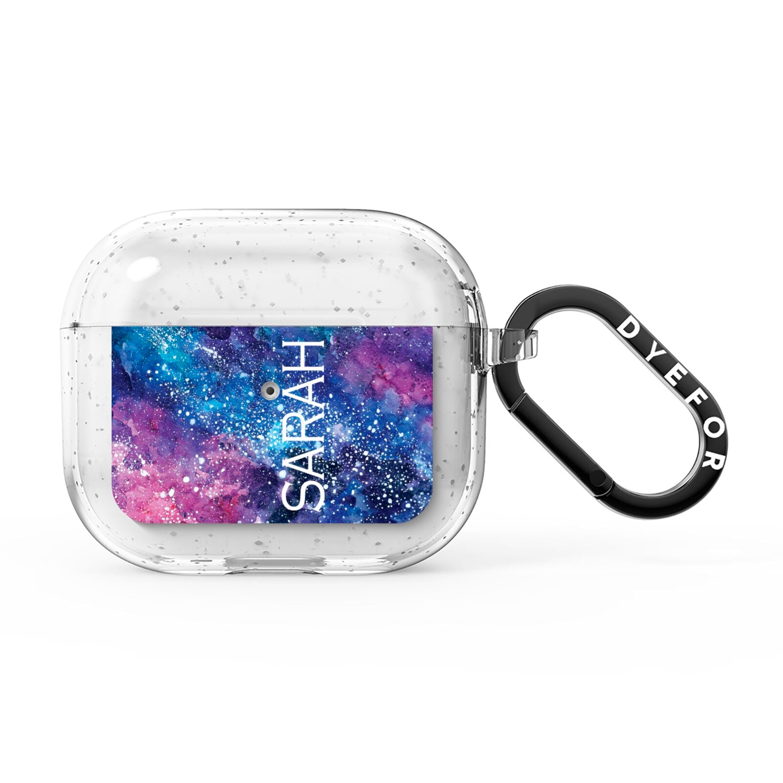 Personalised Clear Name Cutout Space Nebula Custom AirPods Glitter Case 3rd Gen