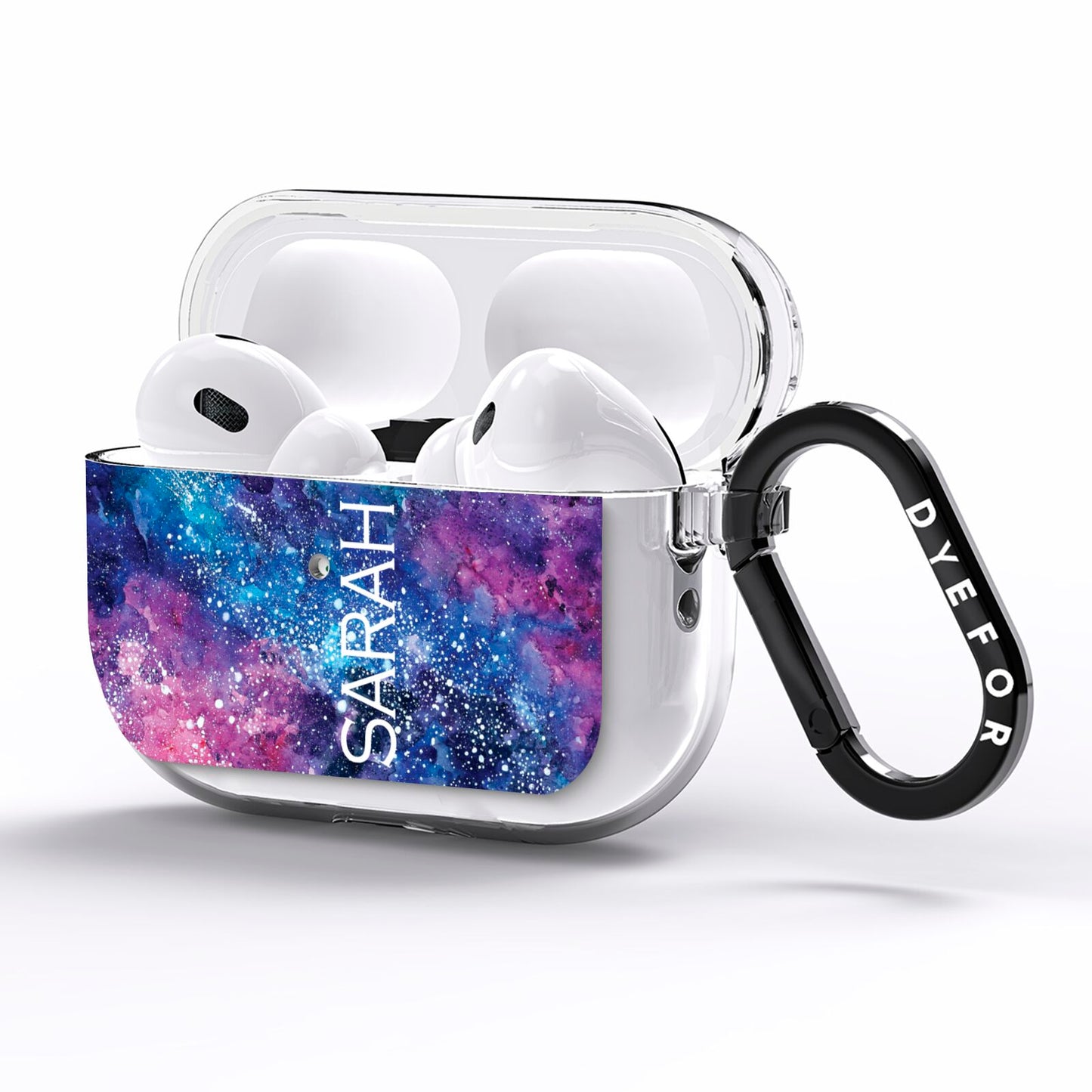 Personalised Clear Name Cutout Space Nebula Custom AirPods Pro Clear Case Side Image