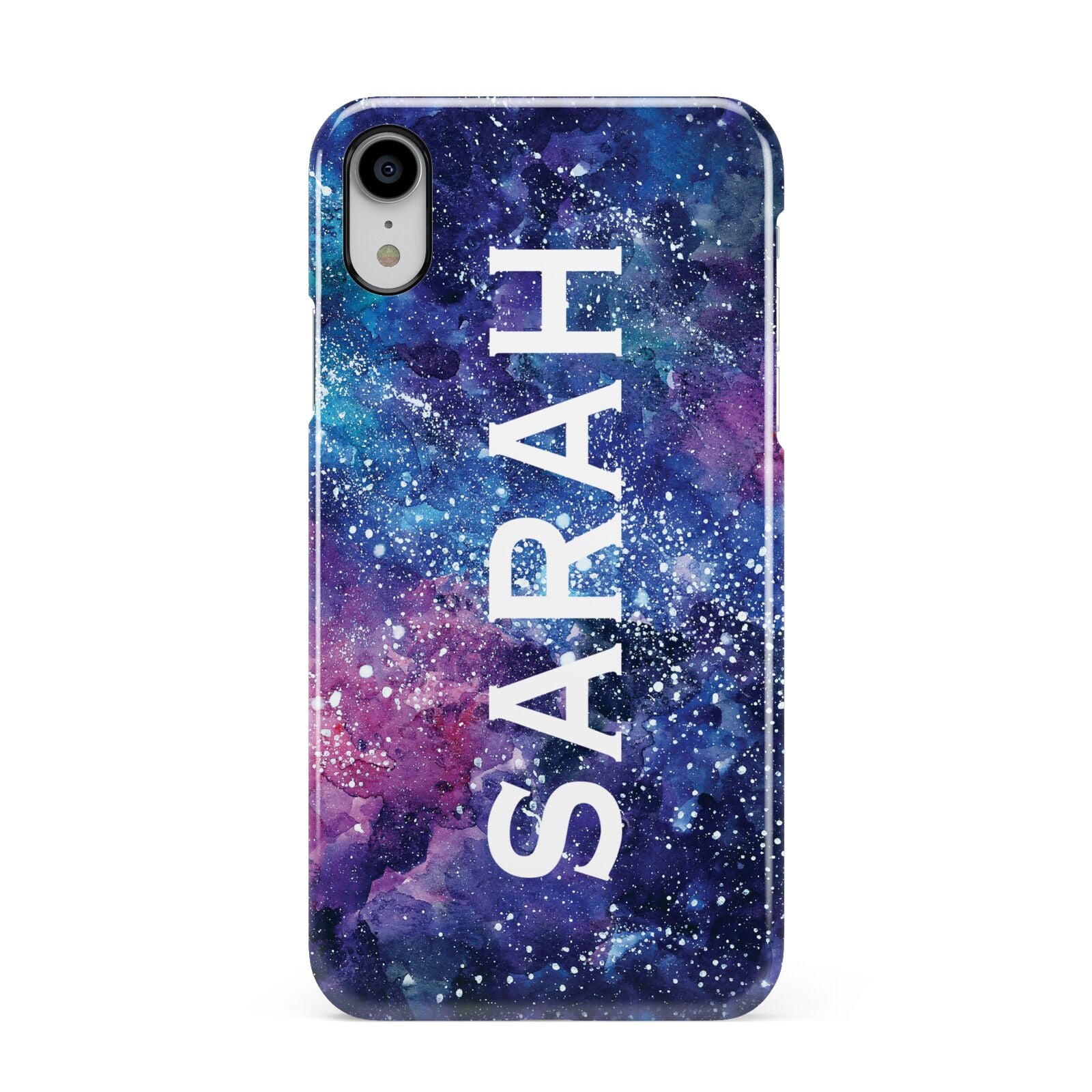 Personalised Clear Name Cutout Space Nebula Custom Apple iPhone XR White 3D Snap Case