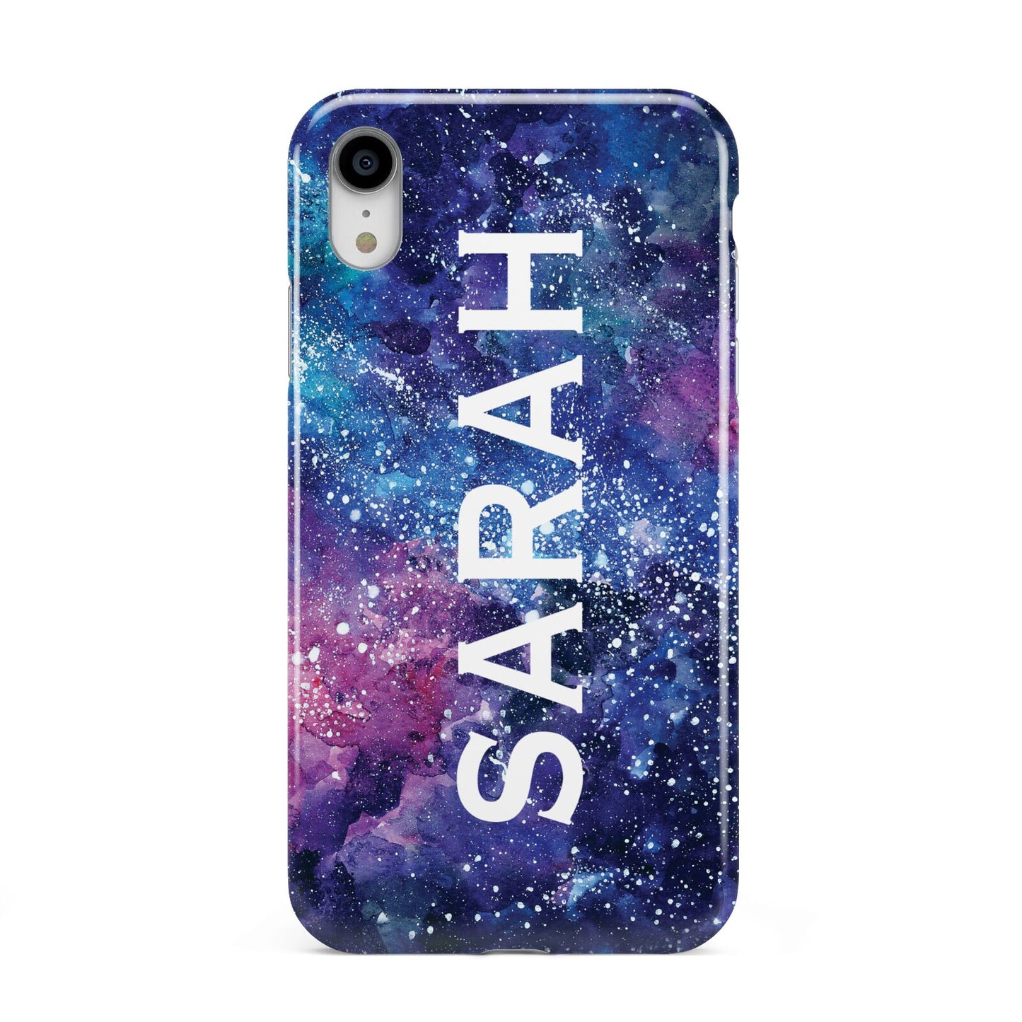 Personalised Clear Name Cutout Space Nebula Custom Apple iPhone XR White 3D Tough Case