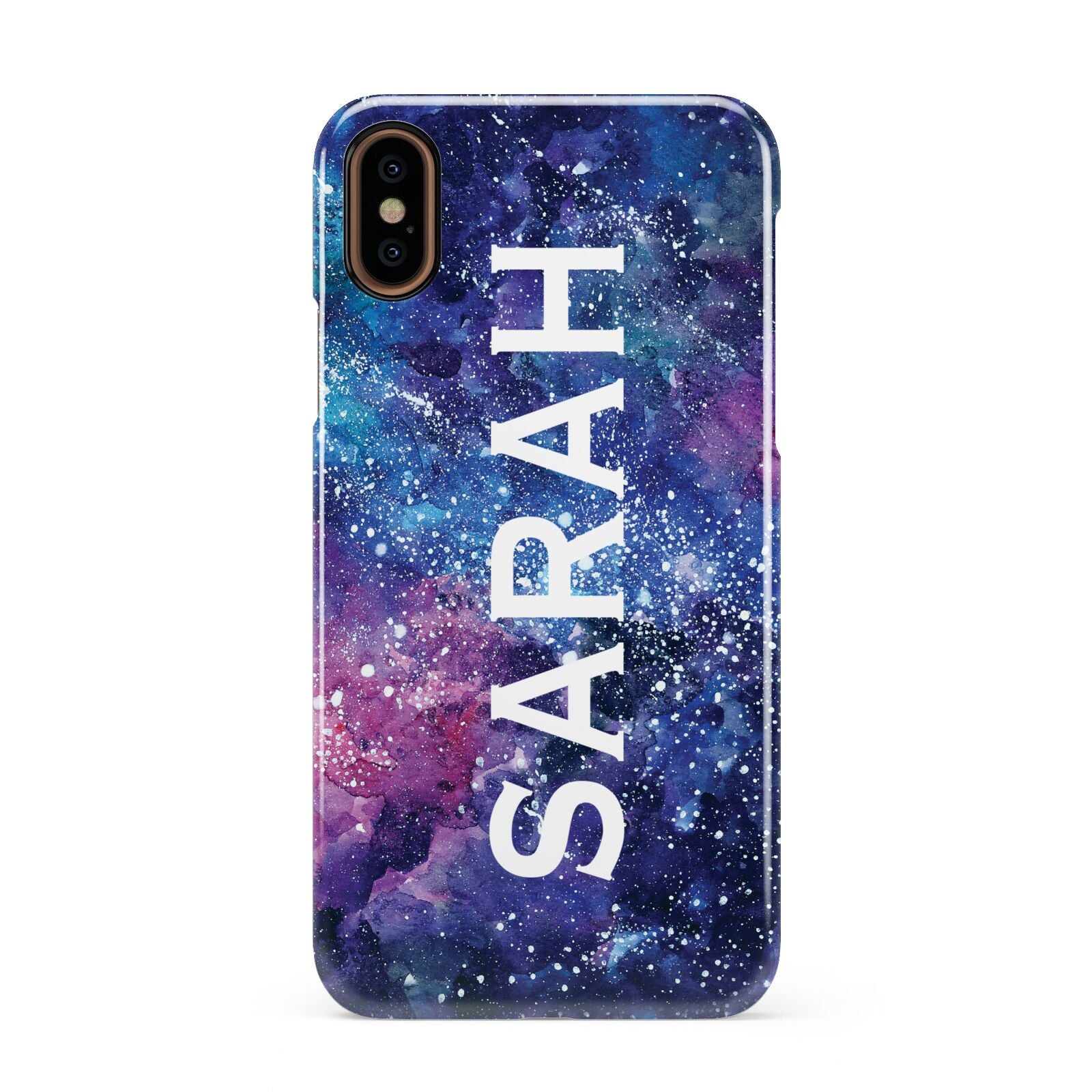 Personalised Clear Name Cutout Space Nebula Custom Apple iPhone XS 3D Snap Case
