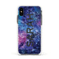 Personalised Clear Name Cutout Space Nebula Custom Apple iPhone Xs Impact Case White Edge on Black Phone
