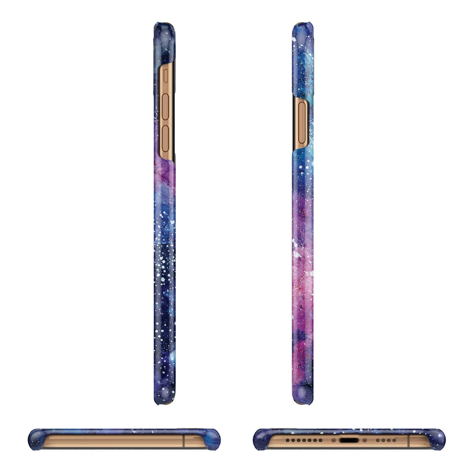 Personalised Clear Name Cutout Space Nebula Custom Apple iPhone Xs Max 3D Wrap Snap Case Angled Images