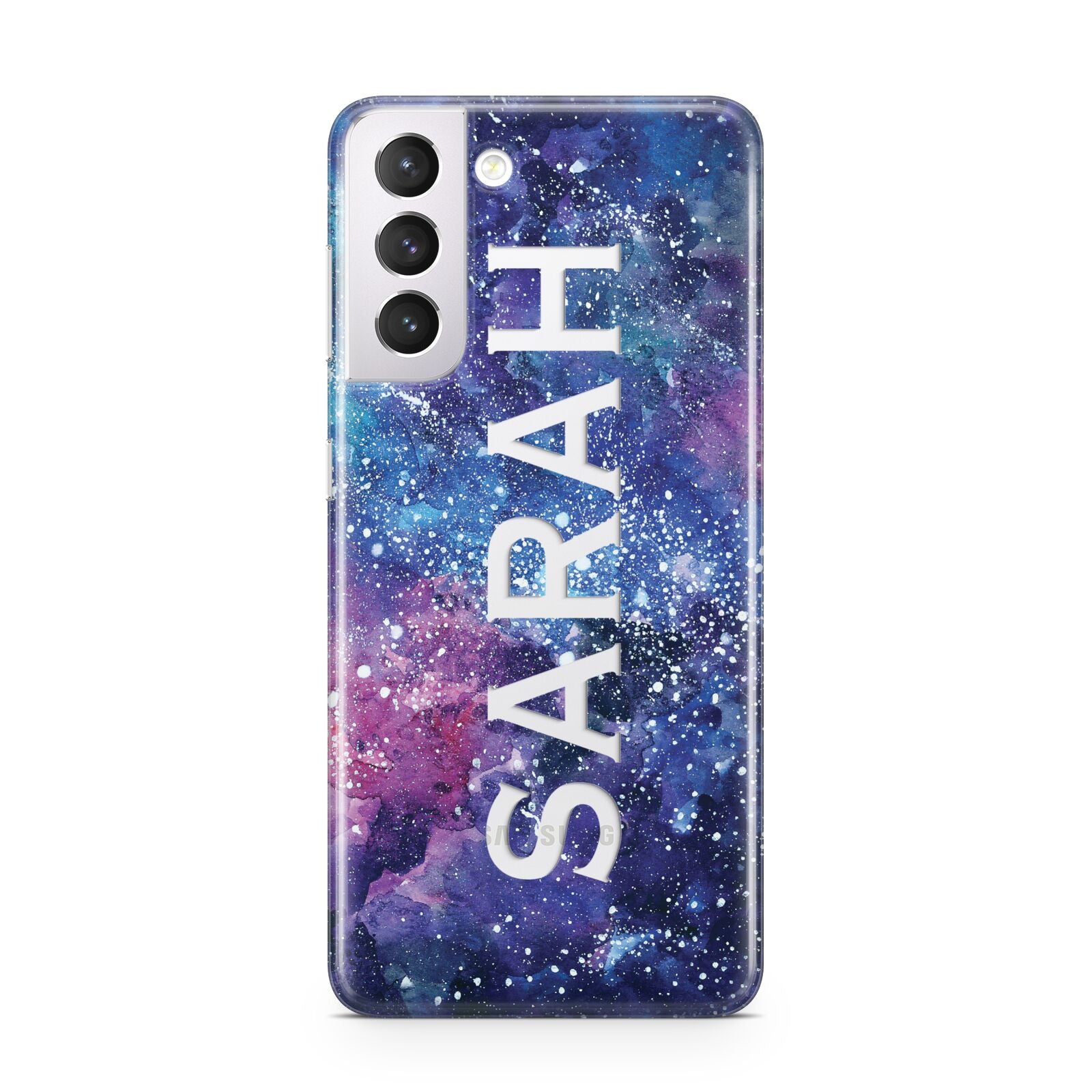 Personalised Clear Name Cutout Space Nebula Custom Protective Samsung Galaxy Case