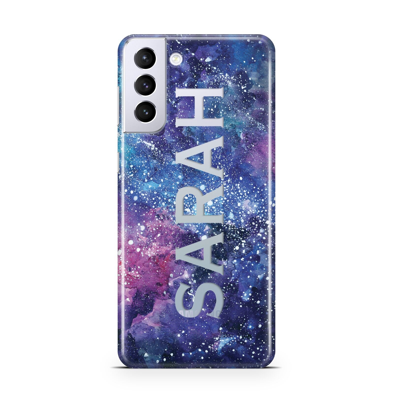 Personalised Clear Name Cutout Space Nebula Custom Samsung S21 Plus Phone Case