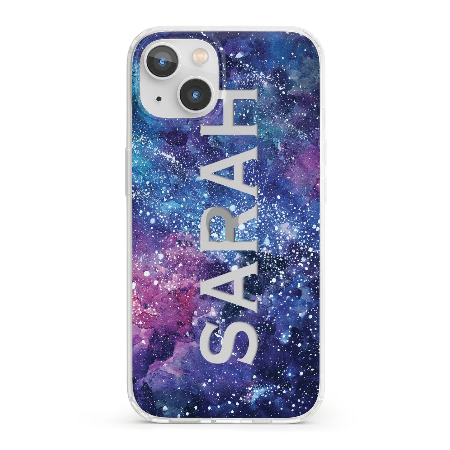 Personalised Clear Name Cutout Space Nebula Custom iPhone 13 Clear Bumper Case