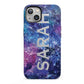 Personalised Clear Name Cutout Space Nebula Custom iPhone 13 Full Wrap 3D Tough Case
