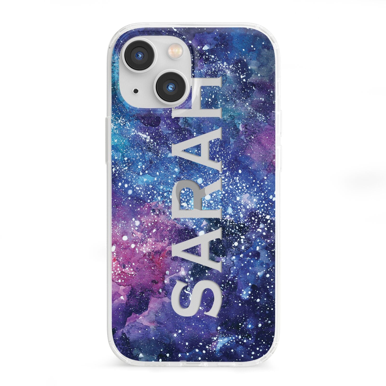 Personalised Clear Name Cutout Space Nebula Custom iPhone 13 Mini Clear Bumper Case