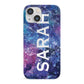 Personalised Clear Name Cutout Space Nebula Custom iPhone 13 Mini Full Wrap 3D Snap Case
