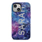 Personalised Clear Name Cutout Space Nebula Custom iPhone 13 Mini Full Wrap 3D Tough Case