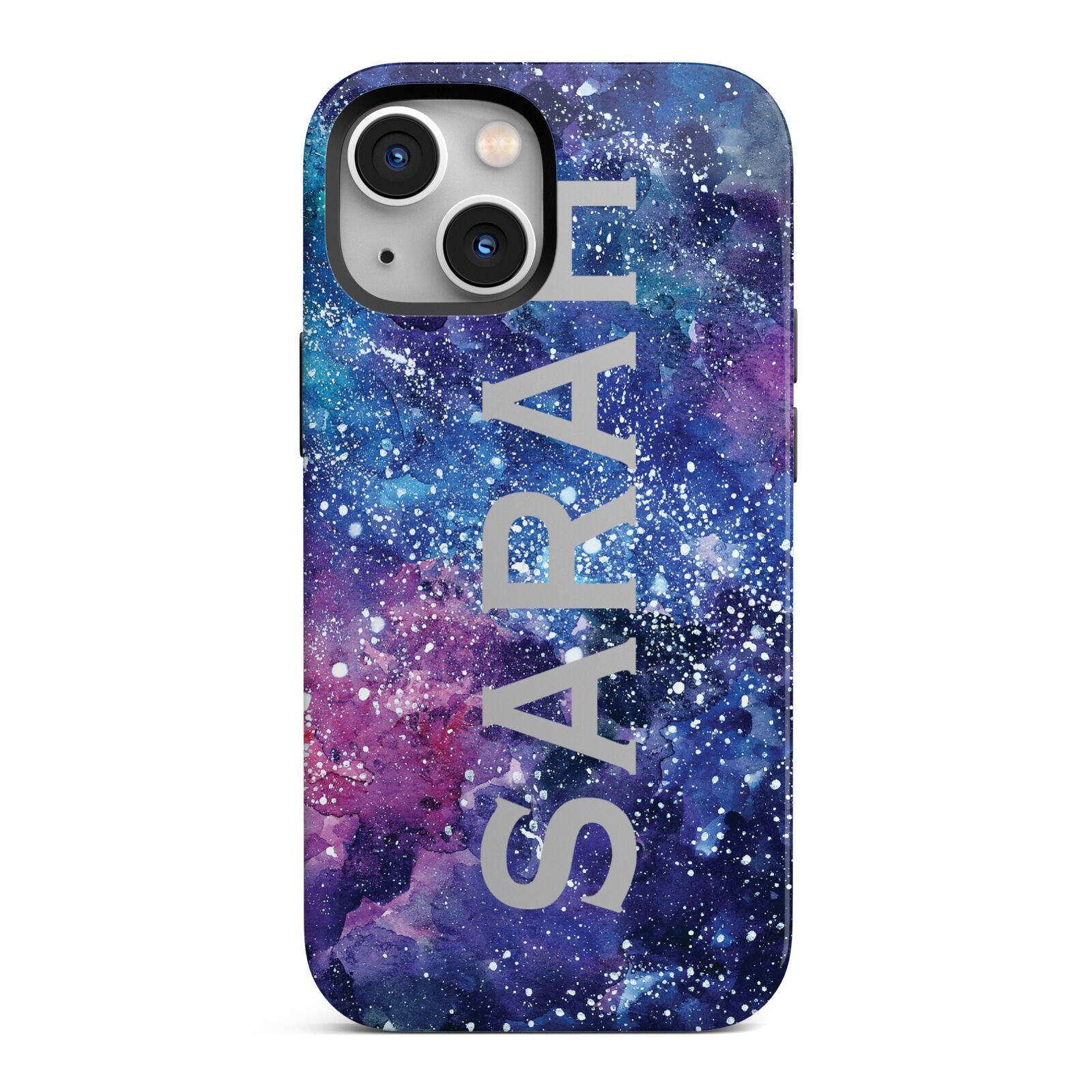 Personalised Clear Name Cutout Space Nebula Custom iPhone 13 Mini Full Wrap 3D Tough Case