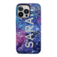 Personalised Clear Name Cutout Space Nebula Custom iPhone 13 Pro Full Wrap 3D Tough Case