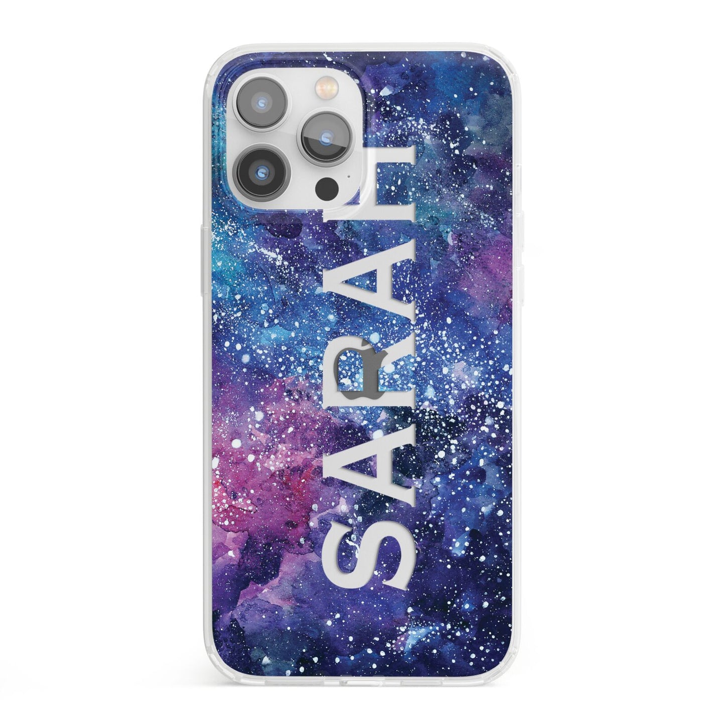 Personalised Clear Name Cutout Space Nebula Custom iPhone 13 Pro Max Clear Bumper Case