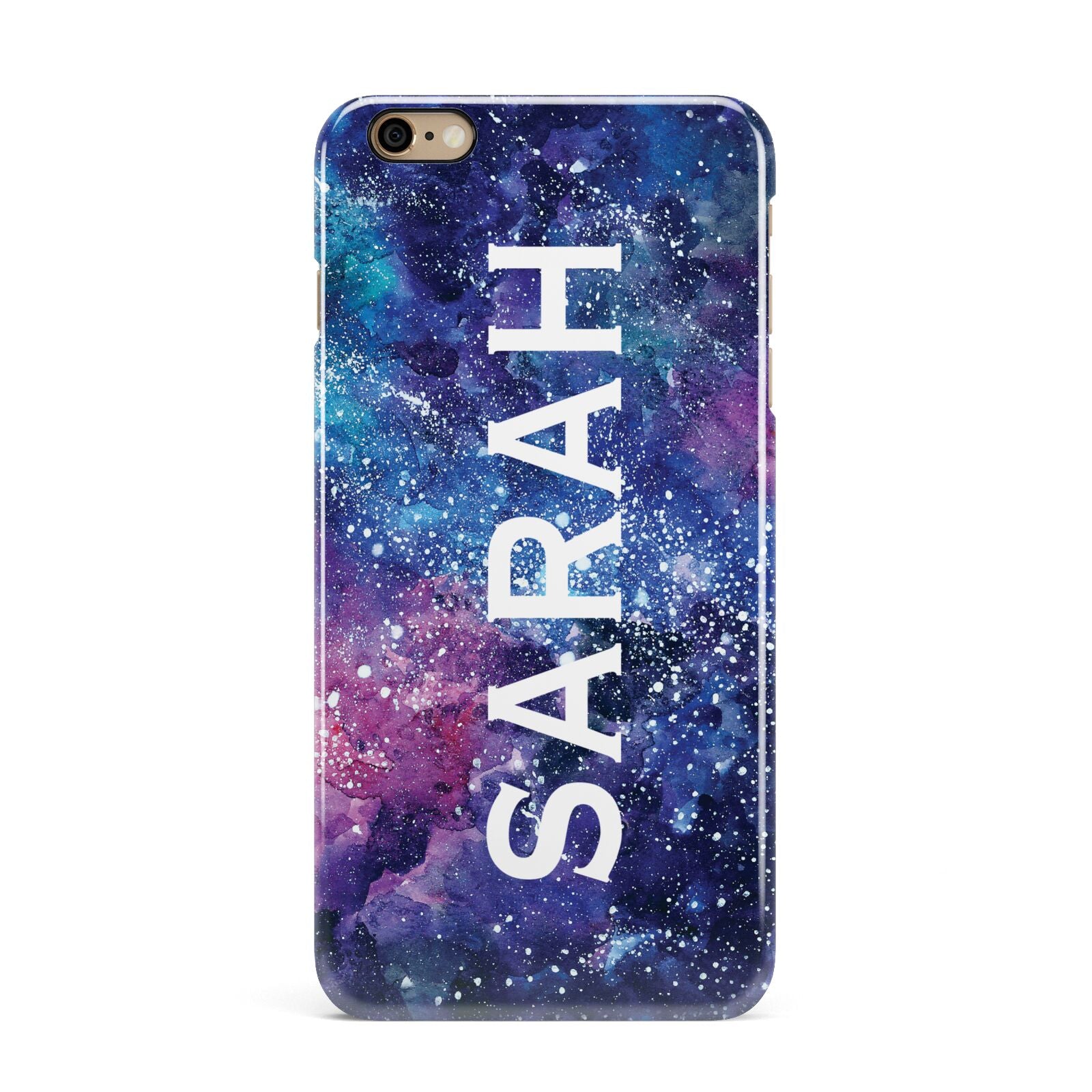 Personalised Clear Name Cutout Space Nebula Custom iPhone 6 Plus 3D Snap Case on Gold Phone
