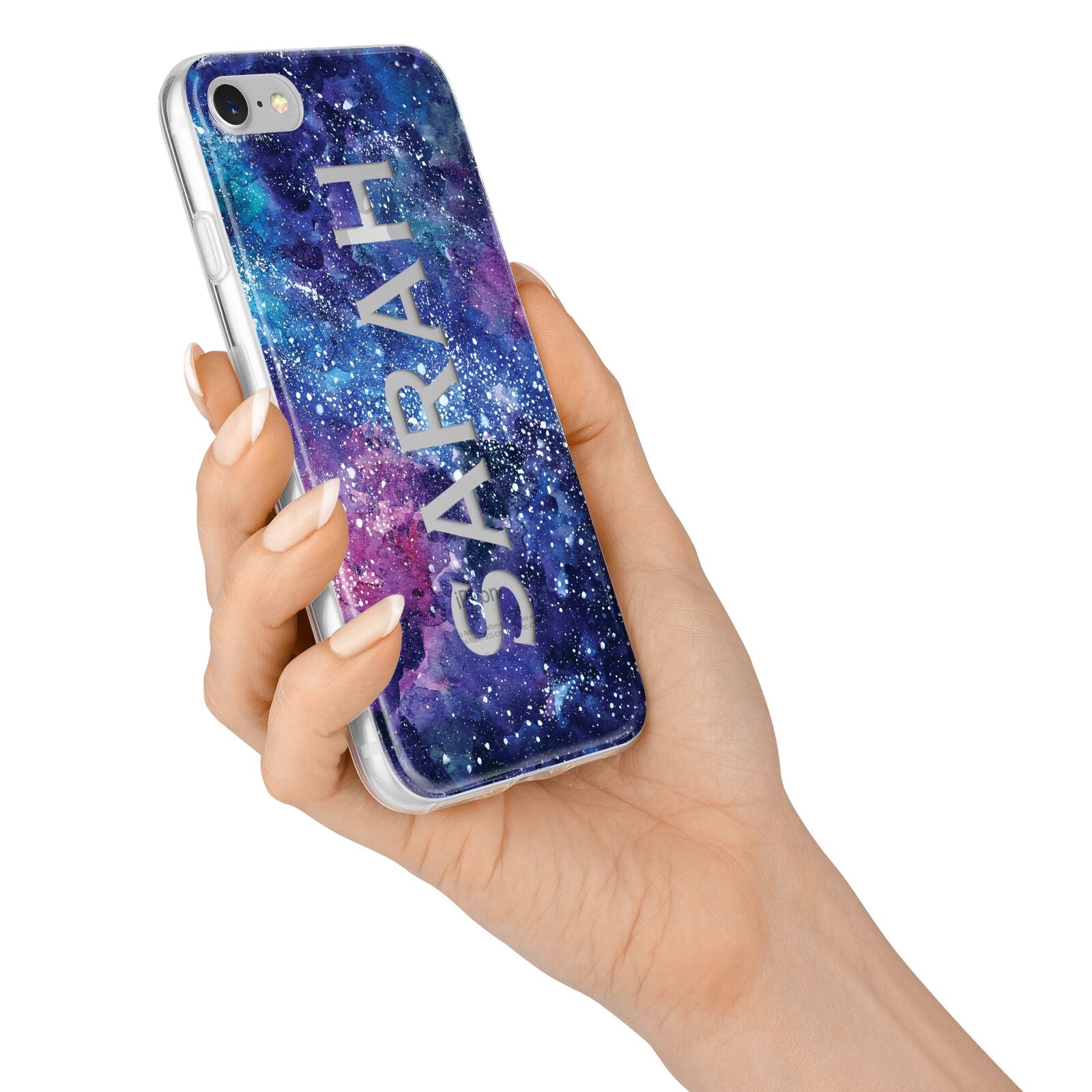Personalised Clear Name Cutout Space Nebula Custom iPhone 7 Bumper Case on Silver iPhone Alternative Image