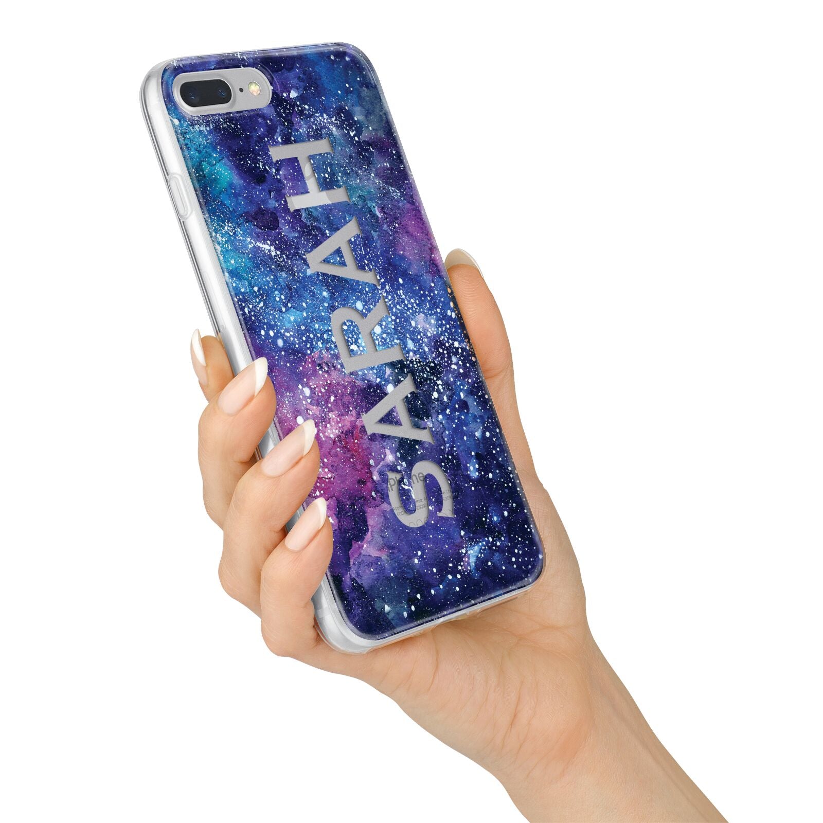 Personalised Clear Name Cutout Space Nebula Custom iPhone 7 Plus Bumper Case on Silver iPhone Alternative Image