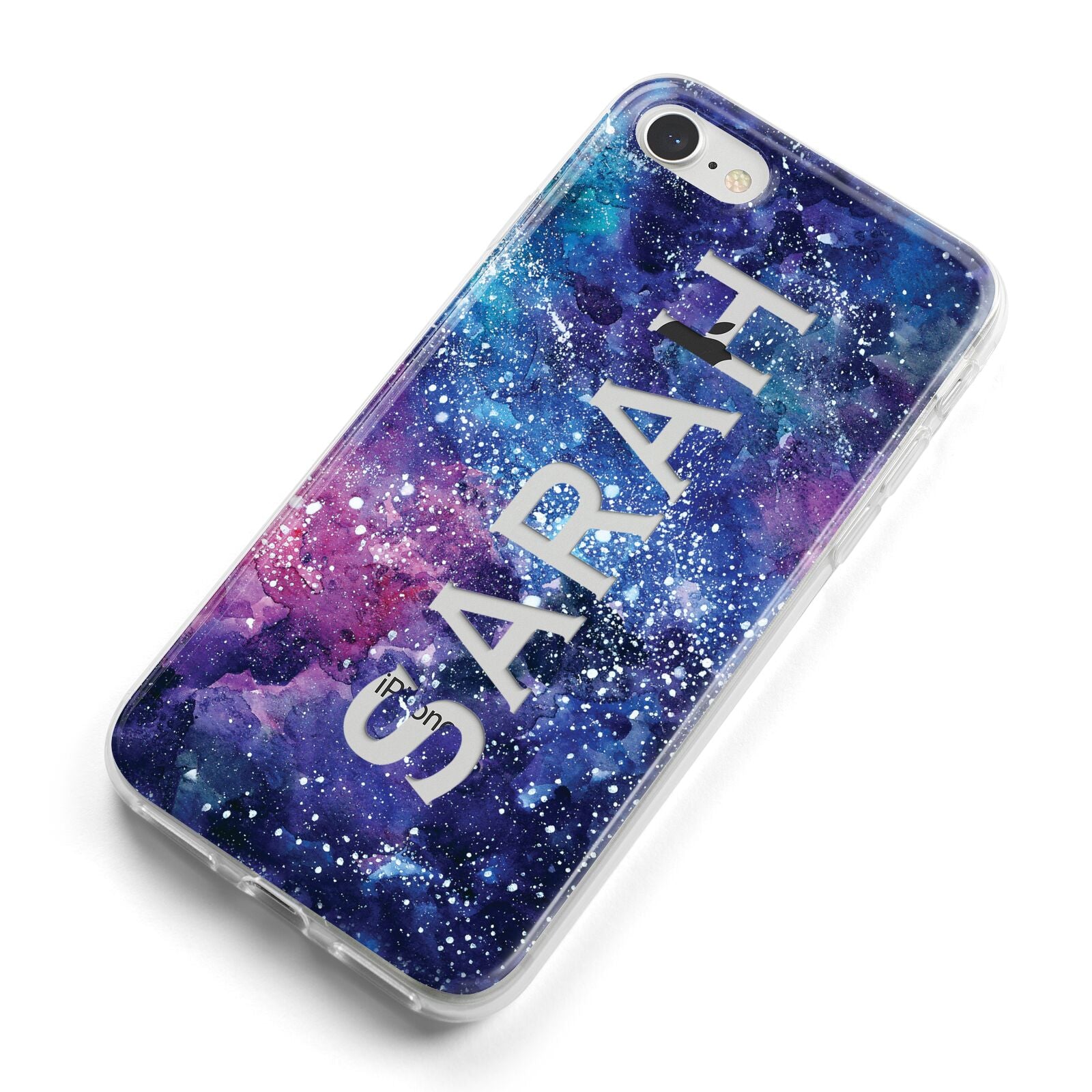 Personalised Clear Name Cutout Space Nebula Custom iPhone 8 Bumper Case on Silver iPhone Alternative Image