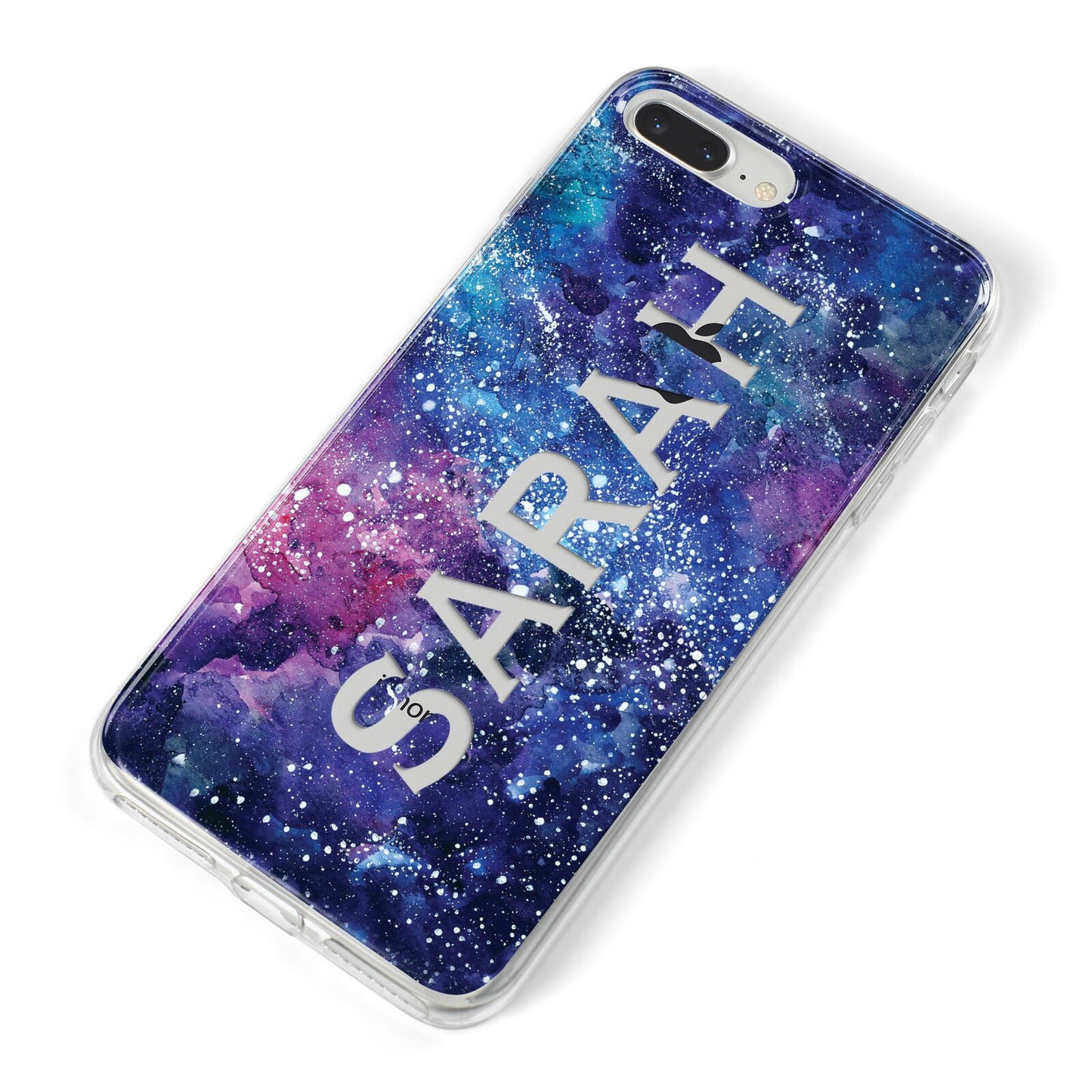 Personalised Clear Name Cutout Space Nebula Custom iPhone 8 Plus Bumper Case on Silver iPhone Alternative Image
