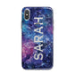 Personalised Clear Name Cutout Space Nebula Custom iPhone X Bumper Case on Silver iPhone Alternative Image 1