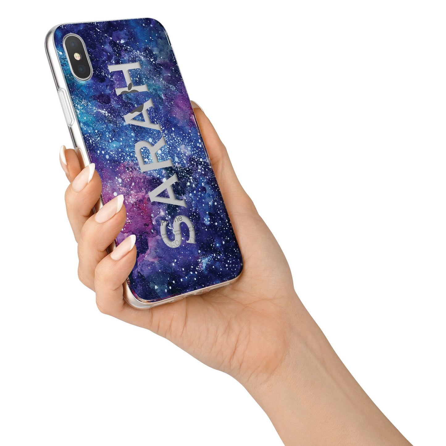 Personalised Clear Name Cutout Space Nebula Custom iPhone X Bumper Case on Silver iPhone Alternative Image 2
