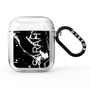Personalised Clear Name Cutout Swirl Marble Custom AirPods Case