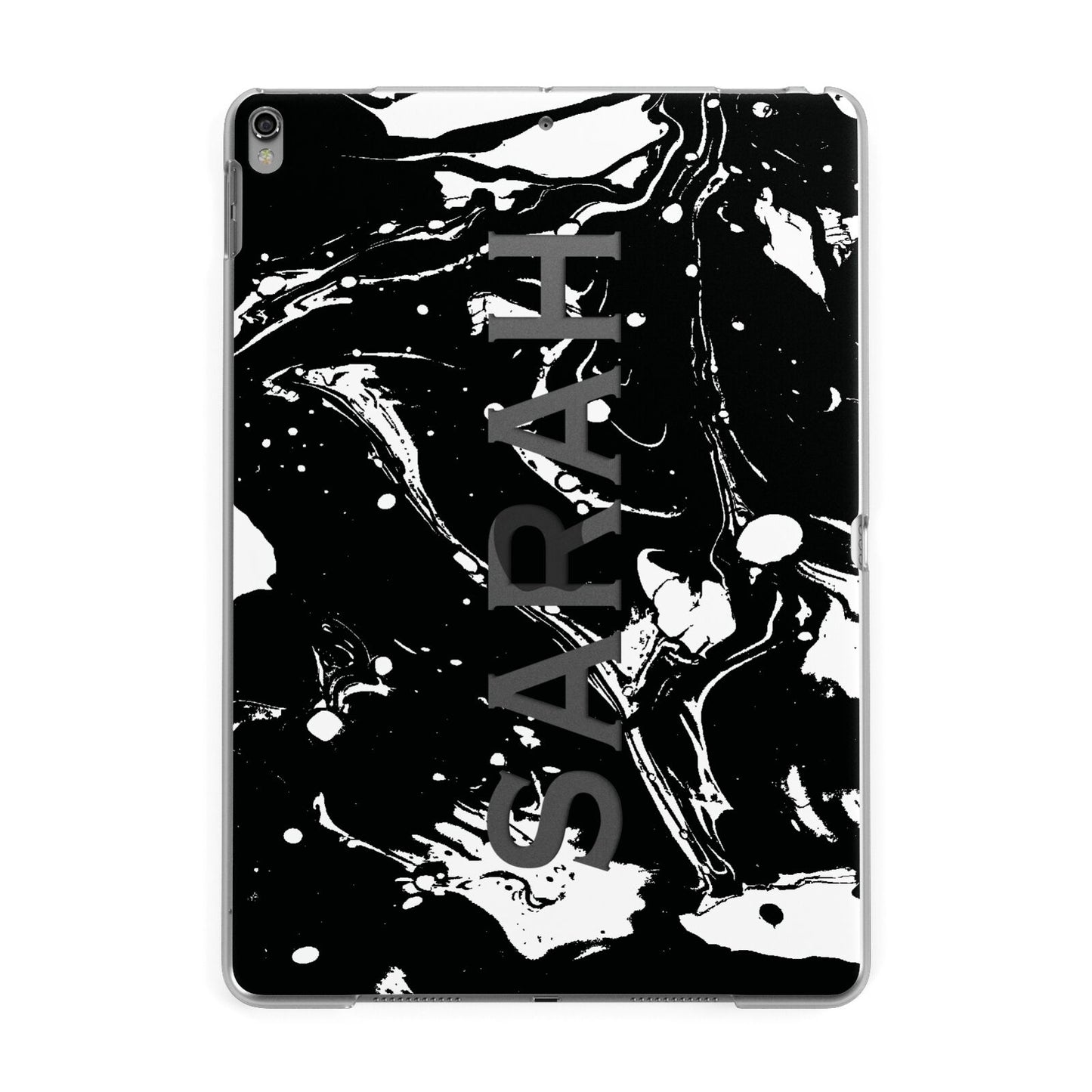 Personalised Clear Name Cutout Swirl Marble Custom Apple iPad Grey Case