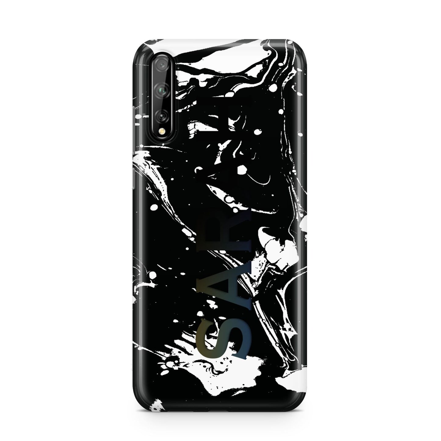 Personalised Clear Name Cutout Swirl Marble Custom Huawei Enjoy 10s Phone Case