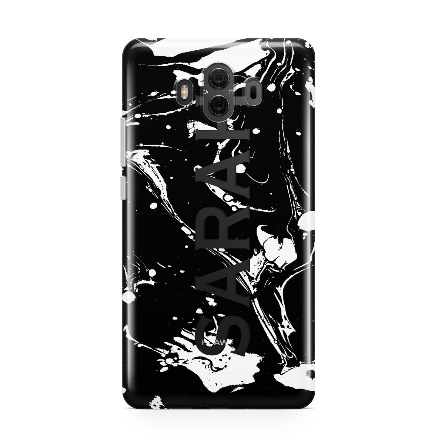 Personalised Clear Name Cutout Swirl Marble Custom Huawei Mate 10 Protective Phone Case