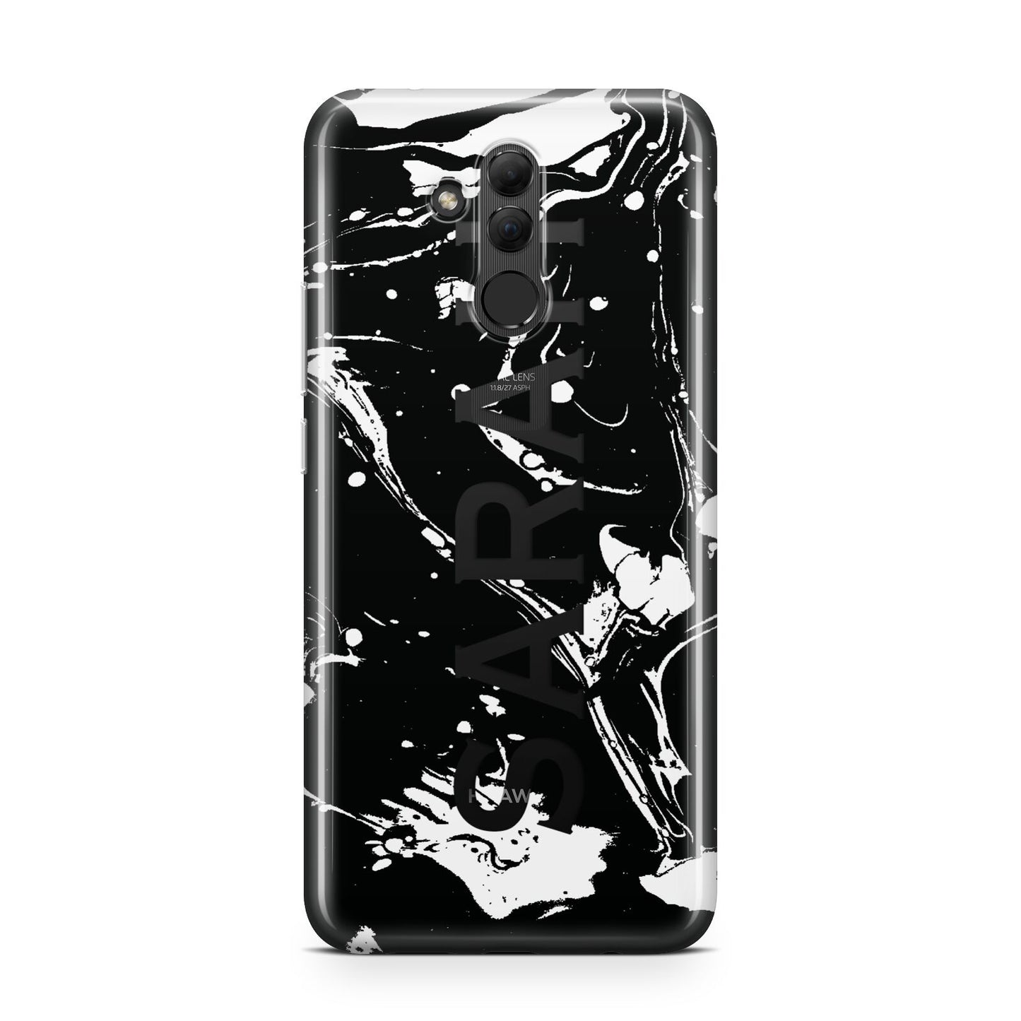 Personalised Clear Name Cutout Swirl Marble Custom Huawei Mate 20 Lite