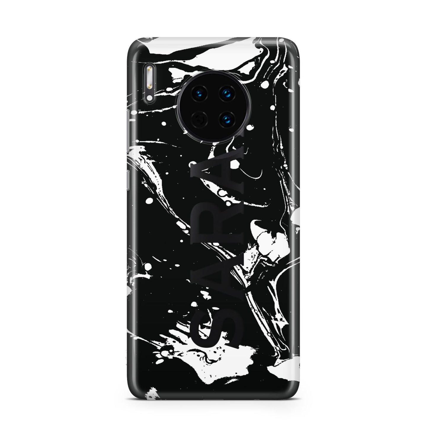 Personalised Clear Name Cutout Swirl Marble Custom Huawei Mate 30